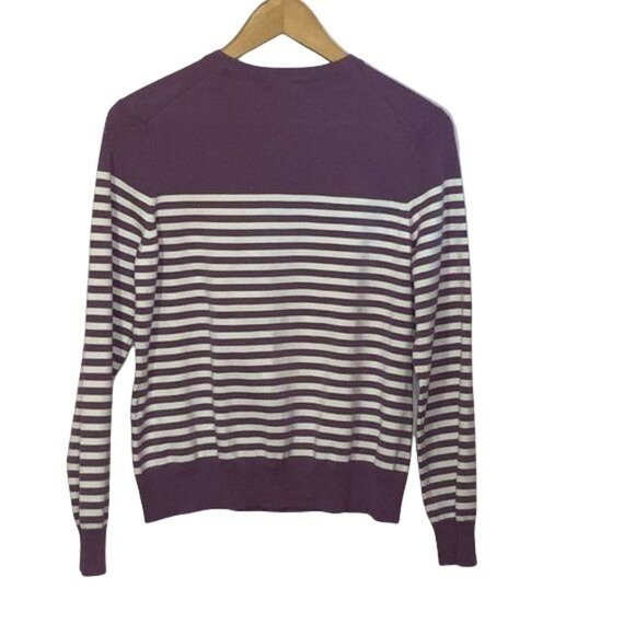 Purple & White Striped Button-Up Cardigan Sweater - Picture 2 of 2